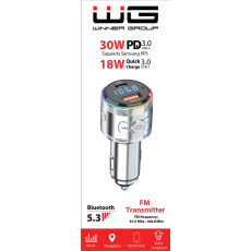 WG - Car charger - FM transmitter / QC 3.0 18W with USB-C slot 30W PD / silver
