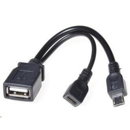 PREMIUMCORD  USB redukce kabel USB A/female+Micro USB/female - Micro USB/male OTG