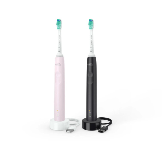 Philips HX3675/15 Sonicare elektrický zubní kartáček, sonický, časovač, tlakový senzor, 2 kusy, růžová a černá Philips HX3675/15 Sonicare elektrický zubní kartáček, sonický, časovač, tlakový senzor, 2 kusy, růžová a černá
