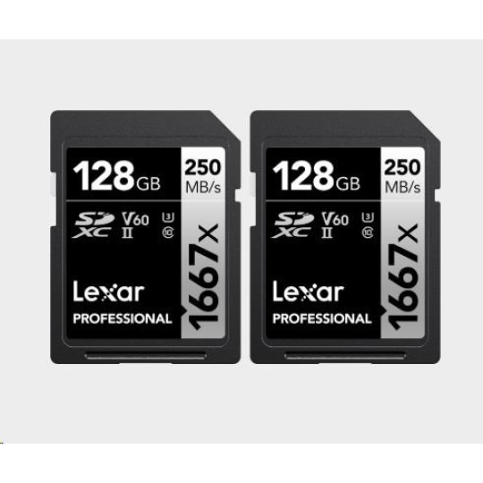 Lexar SDXC Pro 1667X UHS-II U3 R250/W120 (V60) 128G - 2pack
