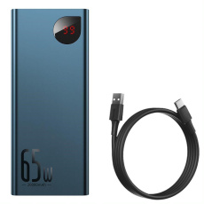 Baseus Adaman Metal Power Banka s digitálním displejem QC + PD 20000mAh 65W, modrá + USB-A/USB-C kabel 30cm, černá Baseus Adaman Metal Power Banka s digitálním displejem QC + PD 20000mAh 65W, modrá + USB-A/USB-C kabel 30cm, černá