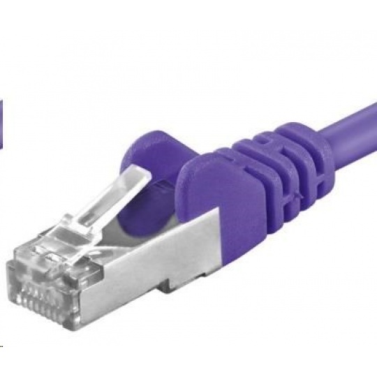 PREMIUMCORD Patch kabel CAT6a S-FTP, RJ45-RJ45, AWG 26/7 7m fialová