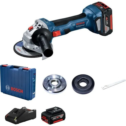 BOSCH GWS 180-LI, akumulátorová úhlová bruska, 11.000 ot/min, 125 mm, 2x akumulátor GBA 18V 4.0Ah