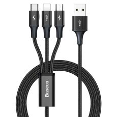 Baseus kabel Rapid Series 3v1, USB/Micro USB, Lightning, USB-C, 1,2 m, černá Baseus kabel Rapid Series 3v1, USB/Micro USB, Lightning, USB-C, 1,2 m, černá