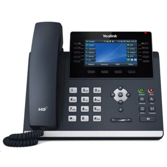 Yealink SIP-T46U IP telefon, 4,3" 480x272 barevný, 2x RJ45 10/100/1000, PoE, 16x SIP, 2x USB, bez adaptéru