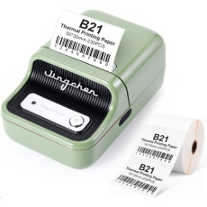 BAZAR - Niimbot Tiskárna štítků B21S Smart, zelená + role štítků 210ks - Poškozený obal (Komplet)