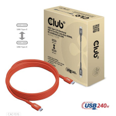 Club3D kabel USB-C, Oboustranný USB-IF Certifikovaný data kabel, PD 240W(48V/5A) EPR M/M 4m Club3D kabel USB-C, Oboustranný USB-IF Certifikovaný data kabel, PD 240W(48V/5A) EPR M/M 4m