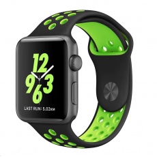eses Silikonový řemínek 42mm/44mm S/M/L černý/zelený pro Apple Watch eses Silikonový řemínek 42mm/44mm S/M/L černý/zelený pro Apple Watch