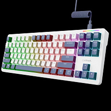 TRUST Herní klávesnice GXT 872, Mechanická, USB, bílá
