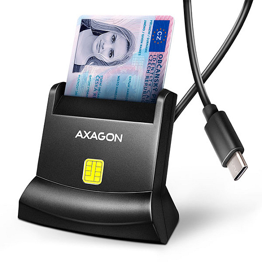 AXAGON CRE-SM4NC, USB-C čtečka kontaktních karet Smart Card (eObčanka), stojánková, kabel 1.2 m AXAGON CRE-SM4NC, USB-C čtečka kontaktních karet Smart Card (eObčanka), stojánková, kabel 1.2 m