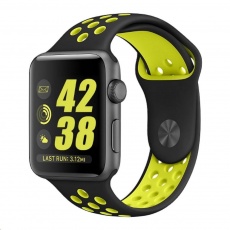 eses Silikonový řemínek 42mm/44mm S/M/L černý/žlutý pro Apple Watch eses Silikonový řemínek 42mm/44mm S/M/L černý/žlutý pro Apple Watch