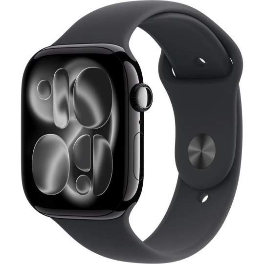 Apple Watch Series 11 GPS 46mm Jet Black Aluminium Case with Black Sport Band - M/L