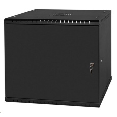 LEXI 19" nástěnný rozvaděč Basic 9U, šířka 520mm, hloubka 450mm, plechové dveře, bez zad, černý LEXI 19" nástěnný rozvaděč Basic 9U, šířka 520mm, hloubka 450mm, plechové dveře, bez zad, černý