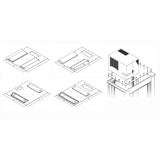 TRITON montážní redukce ke klimatizaci X3 a X4 do hloubky rozvaděče 800 x 1000 mm, šedá