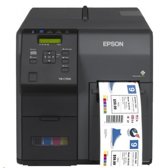 Epson ColorWorks C7500G, cutter, disp., USB, Ethernet, black