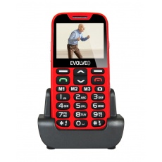 EVOLVEO EasyPhone XD, mobilní telefon pro seniory s nabíjecím stojánkem (červená barva)