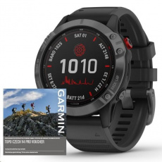 Garmin fenix6 PRO Solar, Gray/Black Band (MAP/Music) Garmin fenix6 PRO Solar, Gray/Black Band (MAP/Music)
