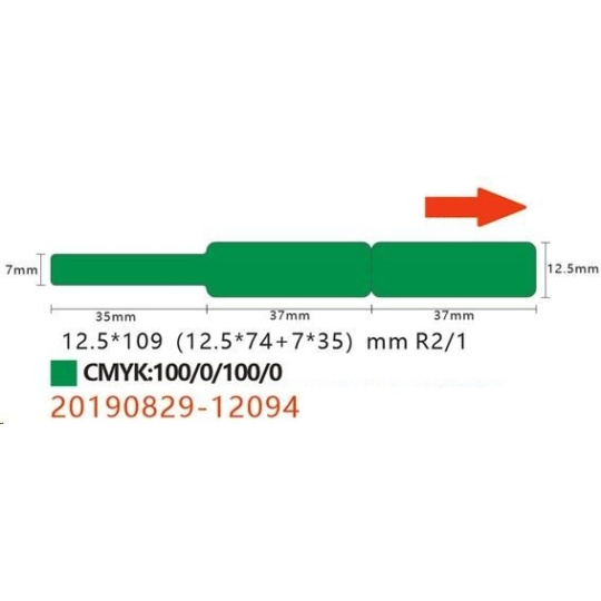 Niimbot štítky na kabely RXL 12,5x109mm 65ks Green pro D11 a D110