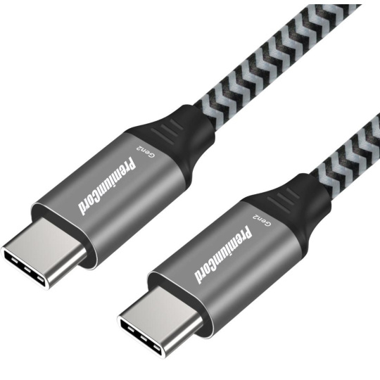 PREMIUMCORD Kabel USB-C (USB 3.2 Gen 2, 3A, 60W, 20Gbit/s) bavlněný oplet, 0,5m