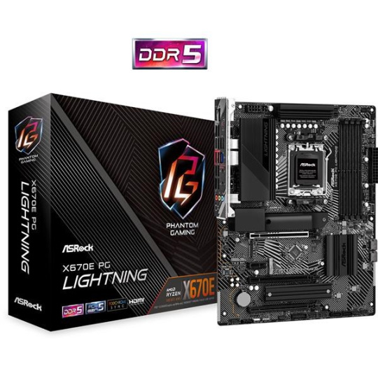 BAZAR - ASRock MB Sc AM5 X670E PG LIGHTNING, AMD X670, 4xDDR5, 1xDP, 1xHDMI - Po opravě (Komplet)