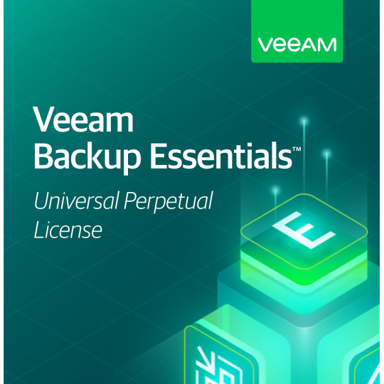 Veeam Backup Essentials Universal Perpetual License. Inc. Ent. Plus Ed. features. 1Y of Prod. (24/7) Supp. is inc. PS