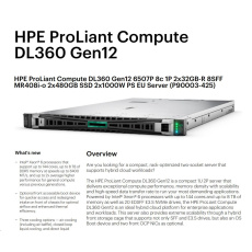 HPE PL DL360g12 6507P (3.5/8C) 2x32G (P69727) 2x480G MR408i-o 8SFF 2x1000W 2p10G-T NBD333 Smart Choice