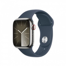 APPLE Watch Series 9 GPS + Cellular 41mm Silver Stainless Steel Case with Storm Blue Sport Band - M/L APPLE Watch Series 9 GPS + Cellular 41mm Silver Stainless Steel Case with Storm Blue Sport Band - M/L