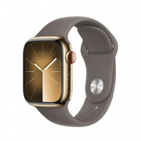 APPLE Watch Series 9 GPS + Cellular 45mm Gold Stainless Steel Case with Clay Sport Band - M/L