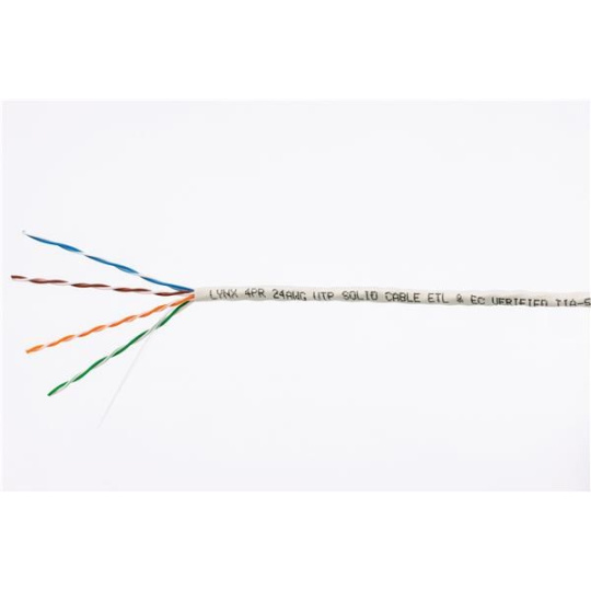 UTP kabel LYNX, Cat5E, drát, PVC, Dca, šedý, 305m