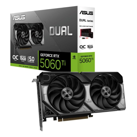 ASUS VGA NVIDIA GeForce RTX 5060 Ti DUAL OC 16G, 16GB GDDR7, 3xDP, 3xHDMI