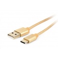 GEMBIRD Kabel USB na USB-C kabel (AM/CM), 1,8m, opletený, zlatý, blister