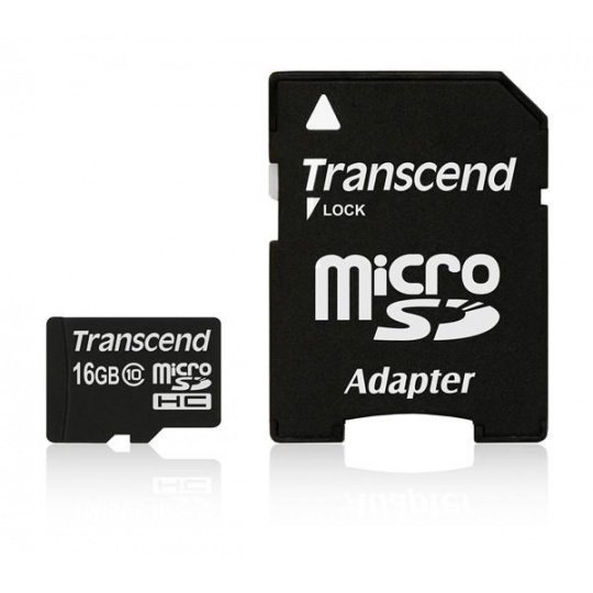 TRANSCEND MicroSDHC karta 16GB Class 10 + adaptér