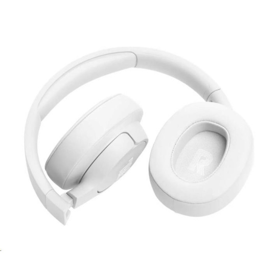 JBL Tune 720BT White bezdrátová sluchátka přes uši, Bluetooth 5.3, až 76 hodin a rychlé dobití, bílá