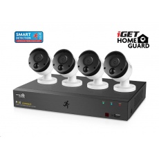 iGET HOMEGUARD HGNVK85304 Kamerový PoE systém se SMART detekcí pohybu, 8-kanálový FullHD NVR + 4x FullHD venkovní kamera