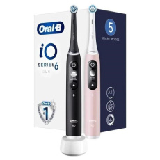 Oral-B iO Series 6 Duo Black & Pink Sand set elektrických zubních kartáčků, 5 režimů, AI, časovač