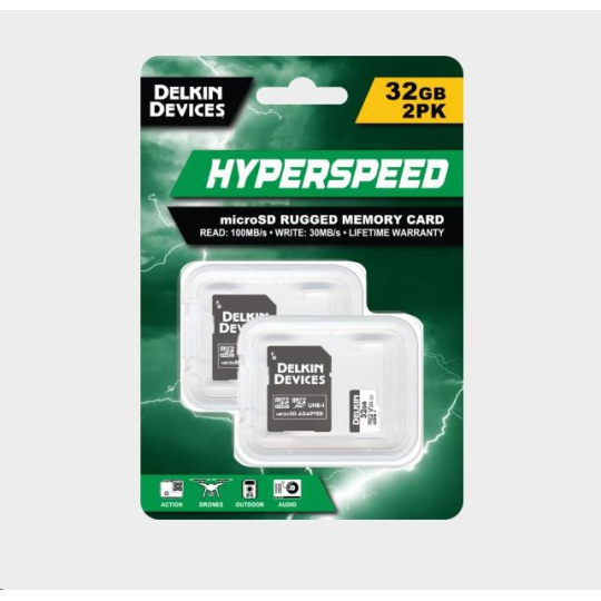 Delkin microSDHC Trail Cam Hyperspeed R100/W75 (V30) 32GB (2-pack)