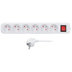 Solight prodlužovací přívod 3m, 6 zásuvek, vypínač, 16A/3680W, PVC, bílý Solight prodlužovací přívod 3m, 6 zásuvek, vypínač, 16A/3680W, PVC, bílý