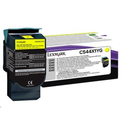 LEXMARK C544, X544 Yellow Extra High Yield Return Programme Toner Cartridge (4K)