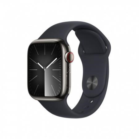 APPLE Watch Series 9 GPS + Cellular 41mm Graphite Stainless Steel Case with Midnight Sport Band - S/M