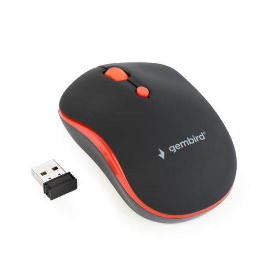 GEMBIRD myš MUSW-4B-03-R, černo-červená, bezdrátová, USB nano receiver