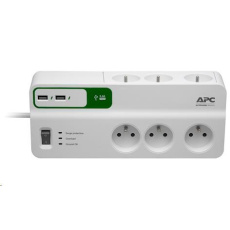 APC Essential SurgeArrest 6 outlets with 5V, 2.4A 2 port USB charger, 230V France, 2m - předváděcí APC Essential SurgeArrest 6 outlets with 5V, 2.4A 2 port USB charger, 230V France, 2m - předváděcí