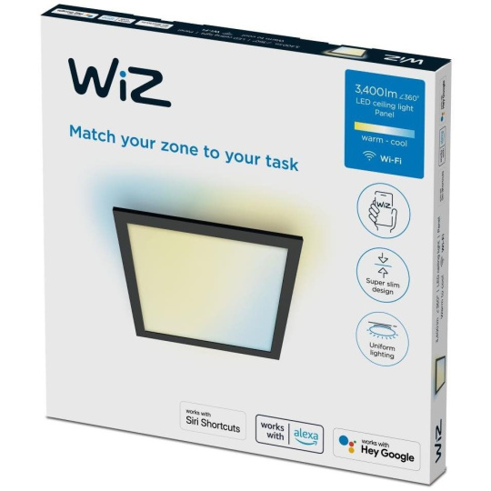 PHILIPS WiZ Panel Tunable White 36W čtverec černý - stropní svítidlo