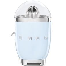Smeg CJF11PBEU citrusový odšťavňovač, 70 W, manuální tlak, univerzální kužel z nerezové oceli, pastelově modrý