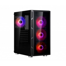 SPIRE skříň VISION 7025 RGB + 4x 12CM RGB fans, Midi Tower, gaming, bez zdroje, Black SPIRE skříň VISION 7025 RGB + 4x 12CM RGB fans, Midi Tower, gaming, bez zdroje, Black