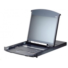 ATEN 8-port Cat.5 KVM PS/2+USB, OSD, dual rail rack, 19" LED LCD, ovládání over IP 1local/1remote