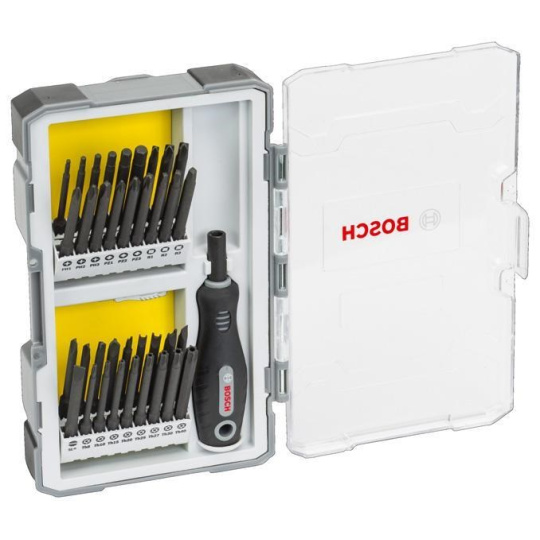 Bosch sada 37 kusů šroubovacích nástavců s rukojetí PH, PZ, SL, TH, TQ, H, TW, SP, R a držákem