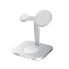 COTEetCI stojan a nabíjecí stanice MagSafe 3v1 AirPods/iPhone/Apple Watch WS-36, stříbrná