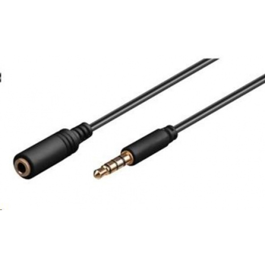 PREMIUMCORD Kabel Jack 3,5mm 4 pinový M/F 3m pro Apple iPhone, iPad, iPod