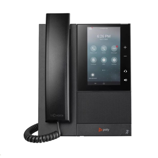 Poly IP telefon CCX 500 se sluchátkem, 5" displej, PoE, bez napájecího zdroje, (SIP, SfB)