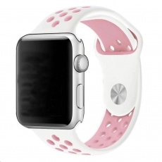 eses Silikonový řemínek 38mm/40mm S/M/L bílý/růžový pro Apple Watch eses Silikonový řemínek 38mm/40mm S/M/L bílý/růžový pro Apple Watch